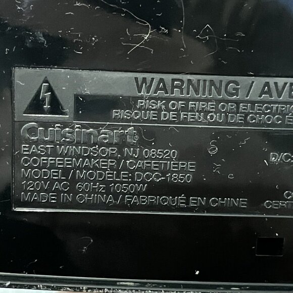 CUISINART 12 CUP THERMAL FULLY PROGRAMMABLE COFFEE MAKER DCC 1850 Tested - Picture 11 of 13